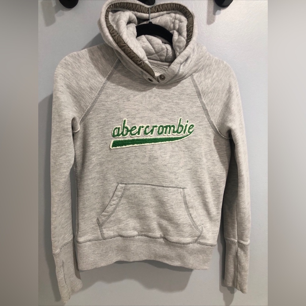 Vtg Abercrombie Hoodie Kids Large Y2K Pullover Quilted Hood Sweatshirt